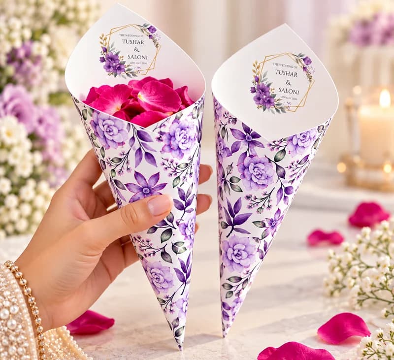 Royal Purple Petal Cone - Wedding Petal Cones