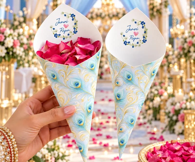 Royal Feather Petal Cone - Wedding Petal Cones
