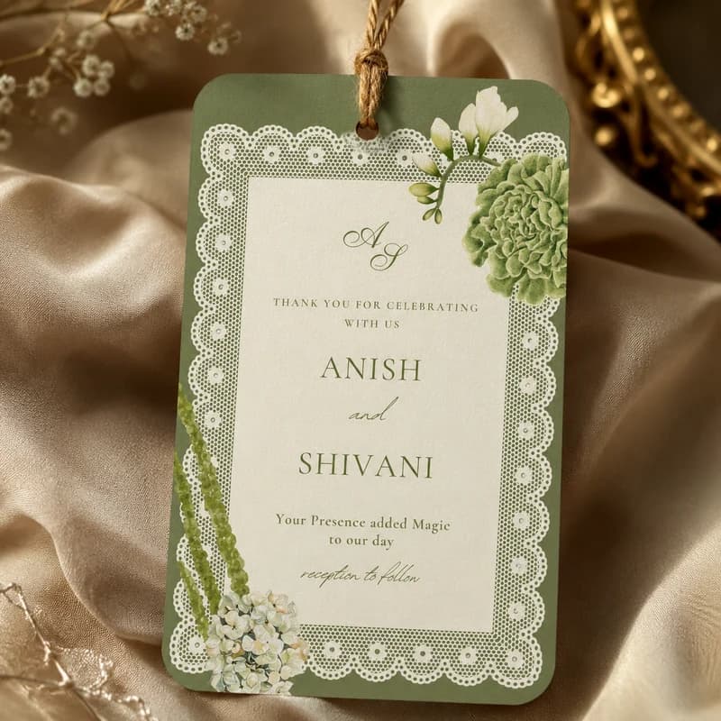 Aesthetic Green Wedding Tag - Wedding Gift Tags