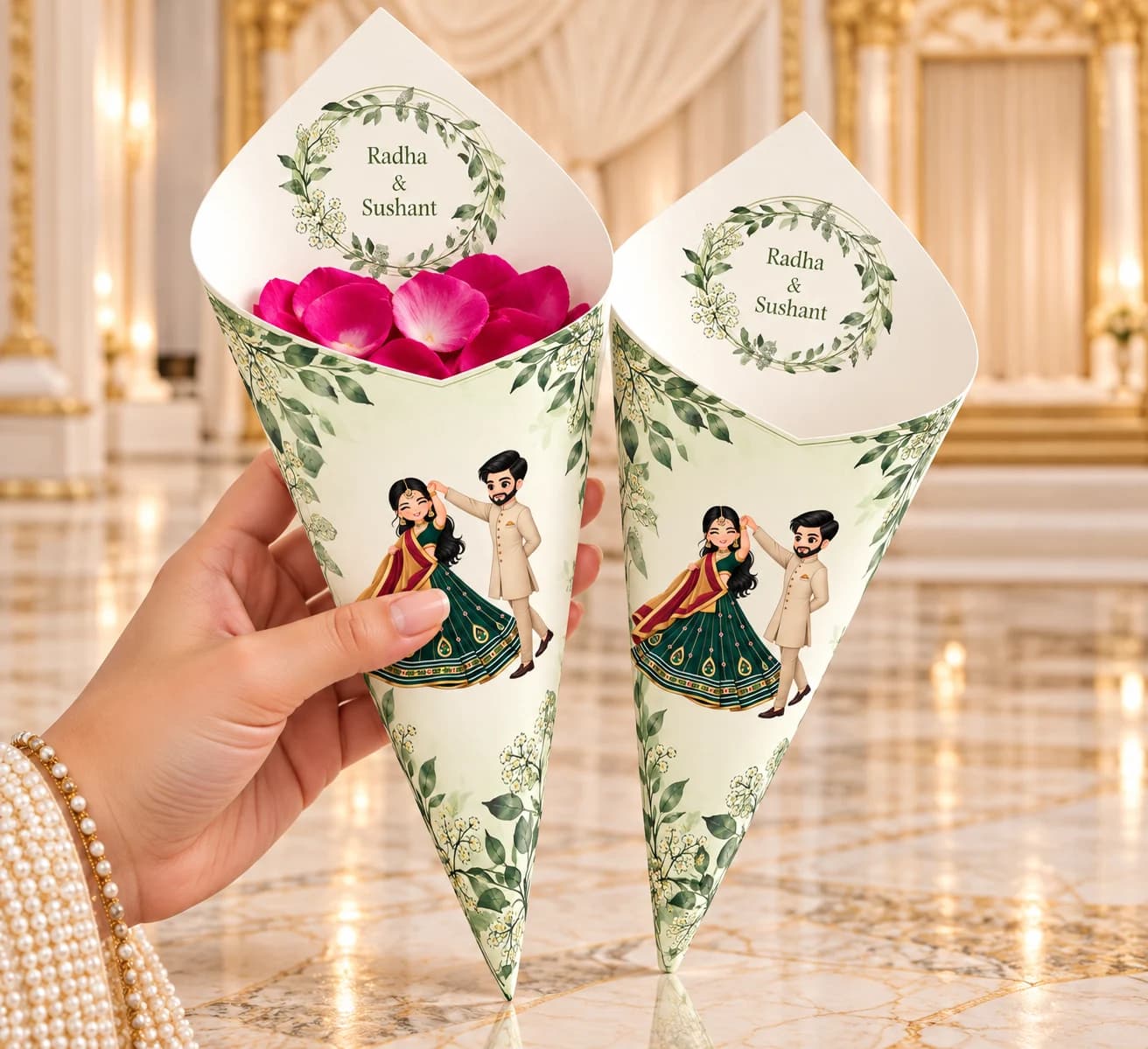 Royal Couple Green Petal Cone — view 1