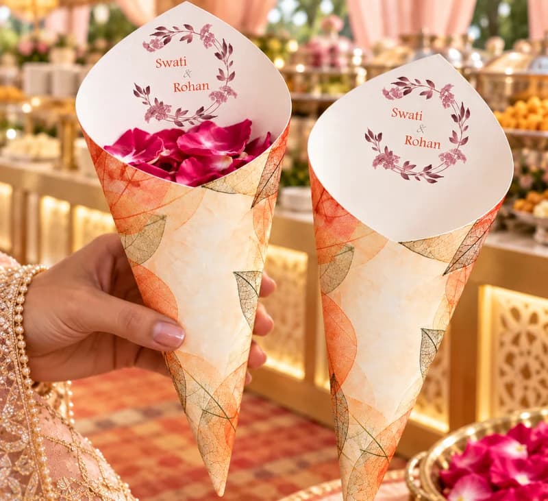 Autumn Leaf Flower Petal Cone - Wedding Petal Cones