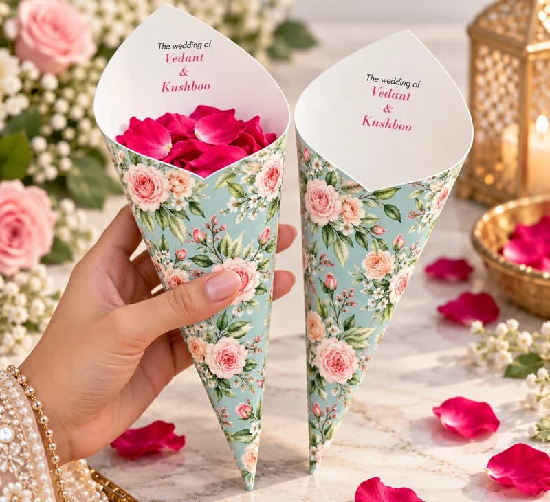 Petal Cone Elegant Flower Print - Wedding Petal Cones