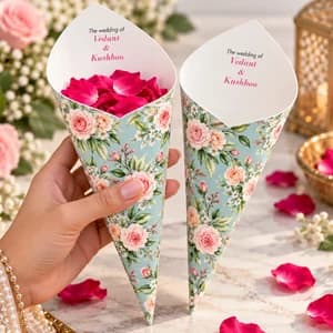 Petal Cone Elegant Flower Print - Wedding Petal Cones