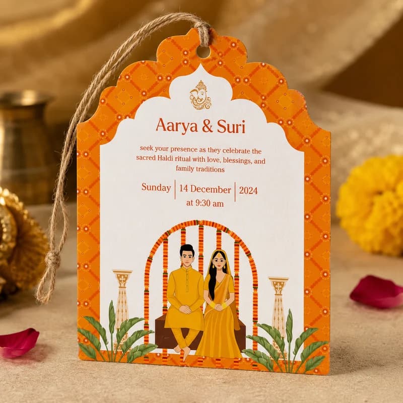 Traditional Saffron Wedding Tag - Wedding Gift Tags